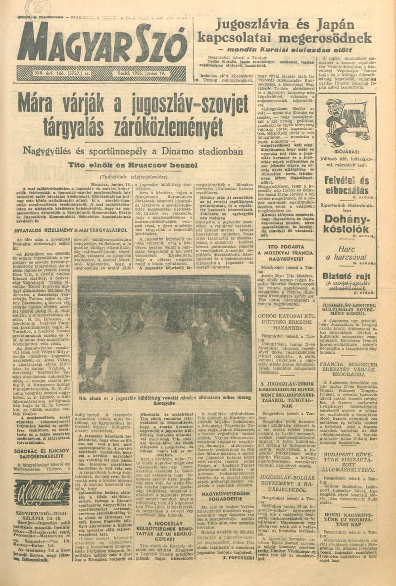 Magyar Szó, 13. évf. 1956. június 19. 166. sz. 1–12. oldal