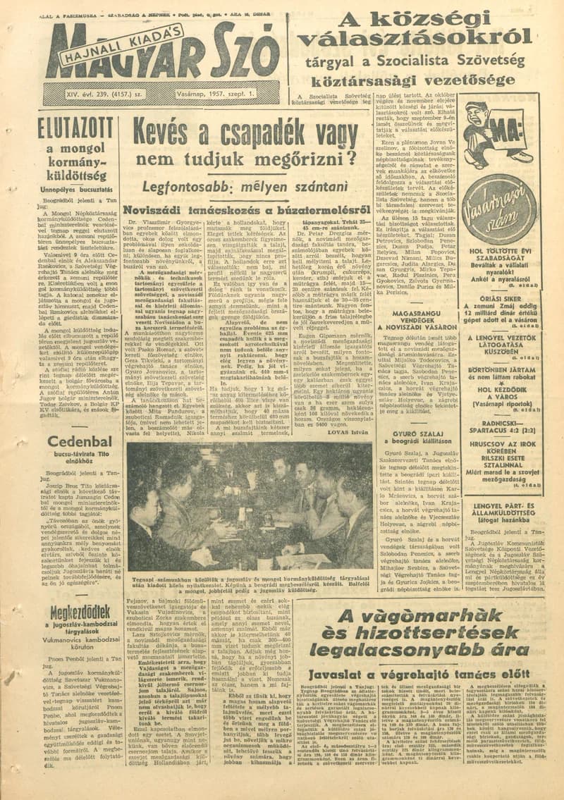 Magyar Szó, 14. évf. 1957. szeptember 1. 239. sz. 1–18. oldal