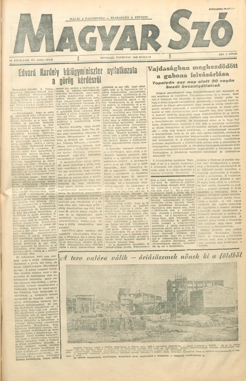 Magyar Szó, 6. évf. 1949. július 24. 174. sz. 1–4. oldal