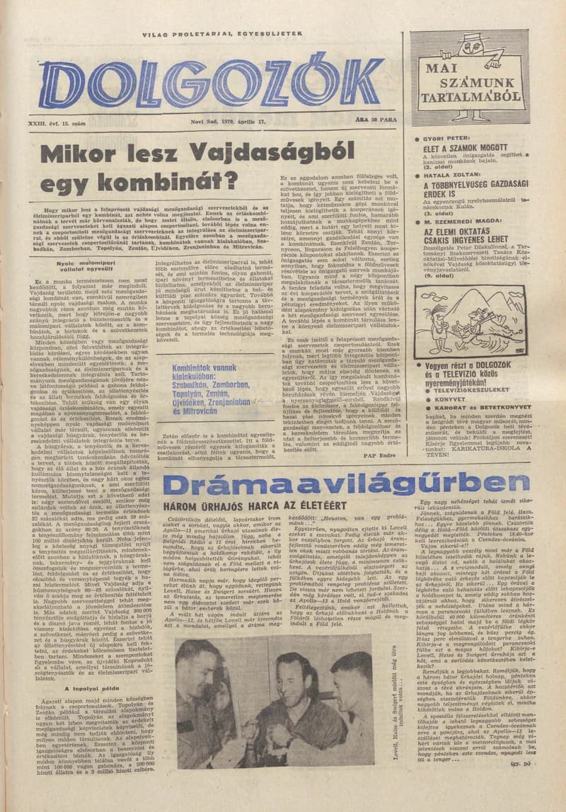 Dolgozók, 24. évf. 1970. április 17. 15. sz.