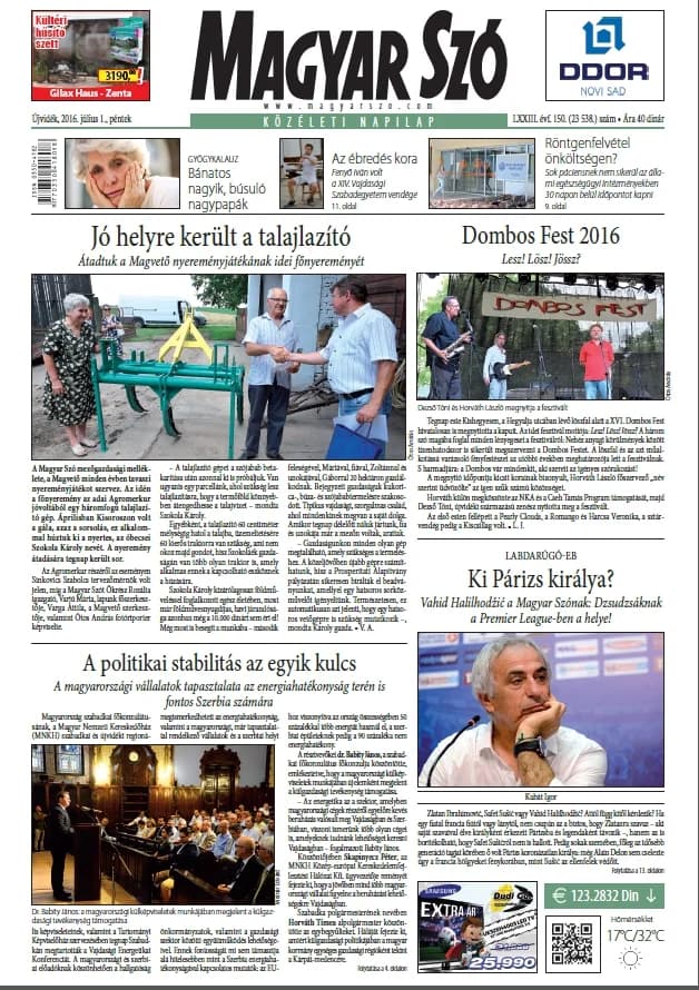 Magyar Szó, 73. évf. 2016. július 1. 150. sz. 1–16. oldal
