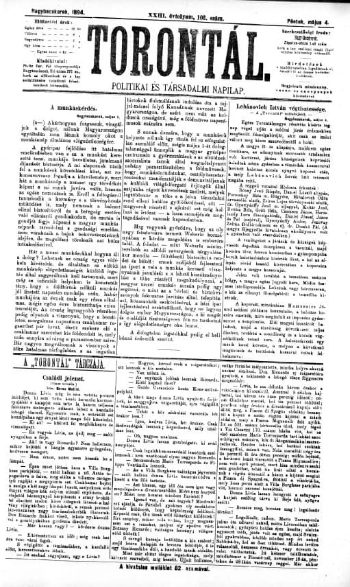 Torontál, 23. évf. 1894. május 4. 102. sz.