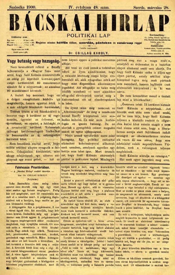 Bácskai Hirlap, 4. évf. 1900. március 28. 48. sz.