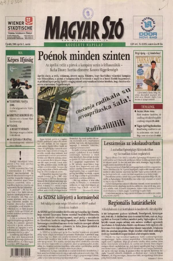 Magyar Szó, 65. évf. 2008. április 2. 75. sz. 1–20. oldal