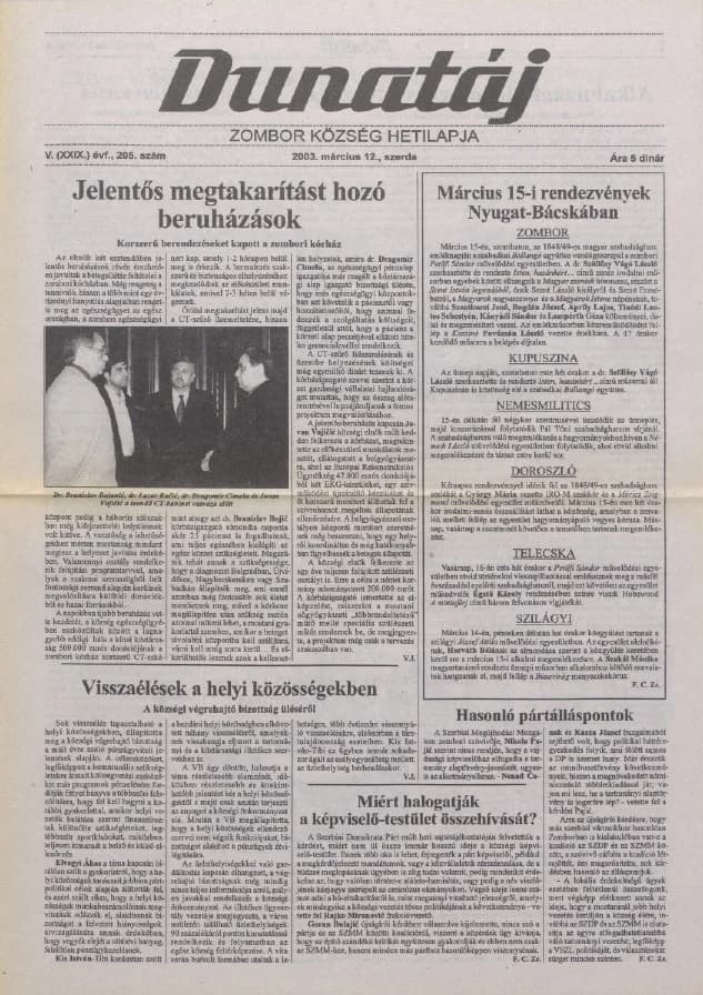 Dunatáj, 5. évf. 2003. március 12. 205. sz.