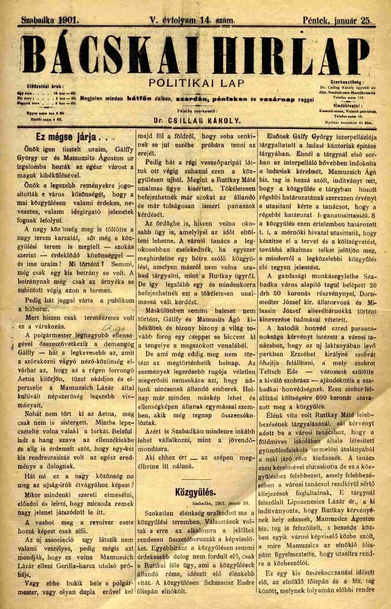 Bácskai Hirlap, 5. évf. 1901. január 25. 14. sz.