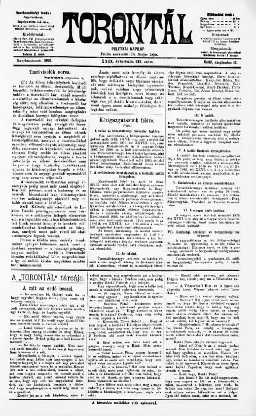 Torontál, 29. évf. 1900. szeptember 18. 213. sz.