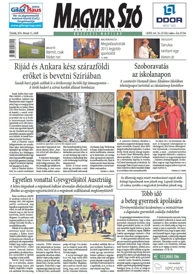 Magyar Szó, 73. évf. 2016. február 15. – 16. 36. sz. 1–20. oldal