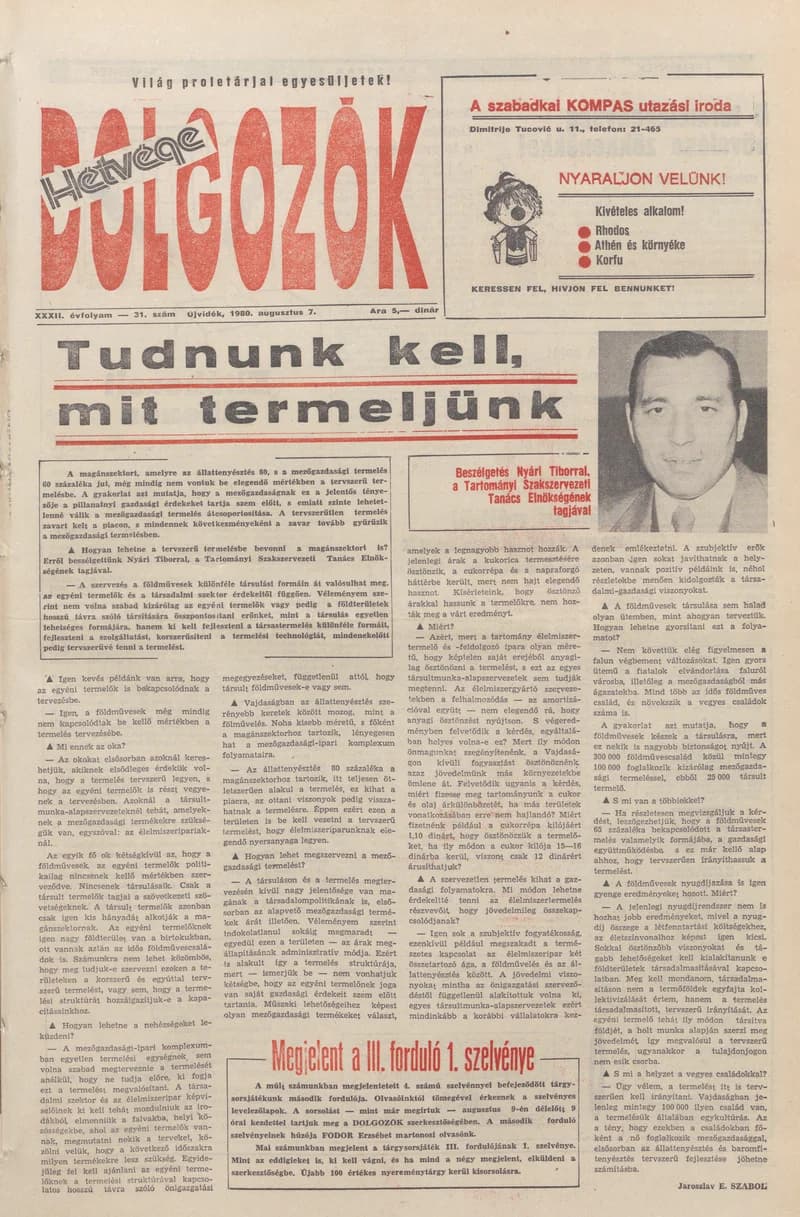 Dolgozók, 34. évf. 1980. augusztus 7. 31. sz.