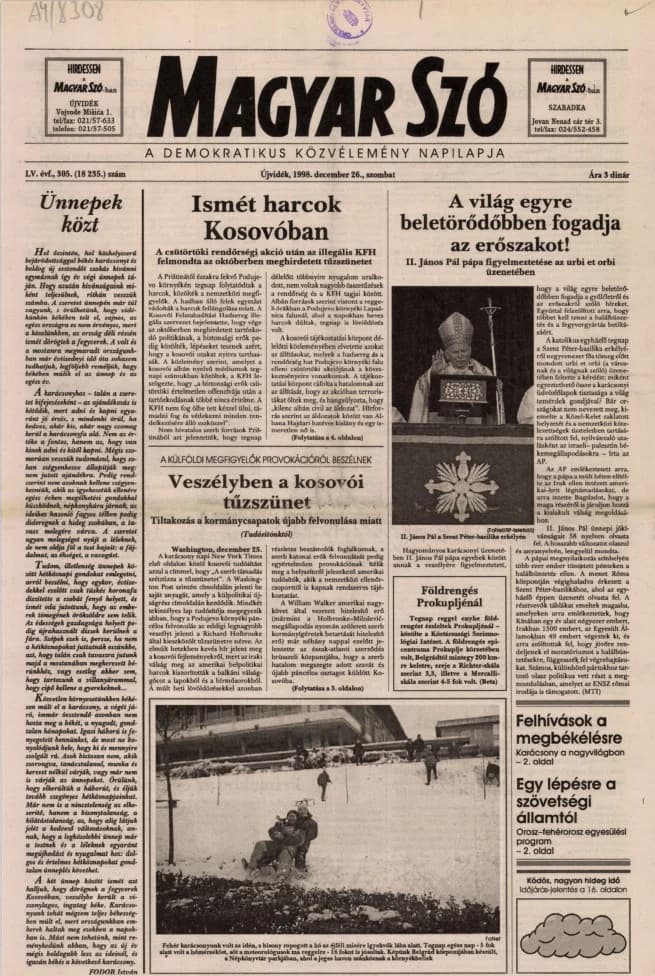 Magyar Szó, 55. évf. 1998. december 26. 305. sz. 1–16. oldal