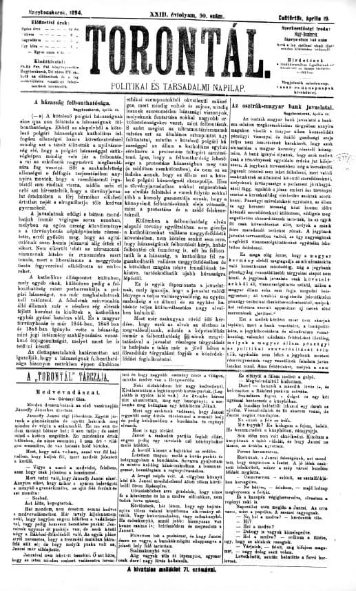 Torontál, 23. évf. 1894. április 19. 90. sz.