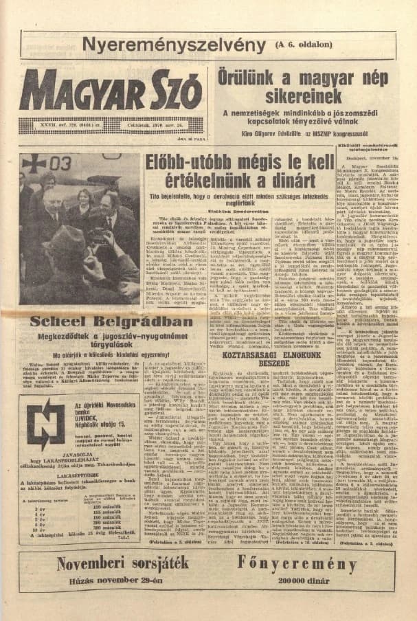 Magyar Szó, 27. évf. 1970. november 26. 326. sz. 1–16. oldal