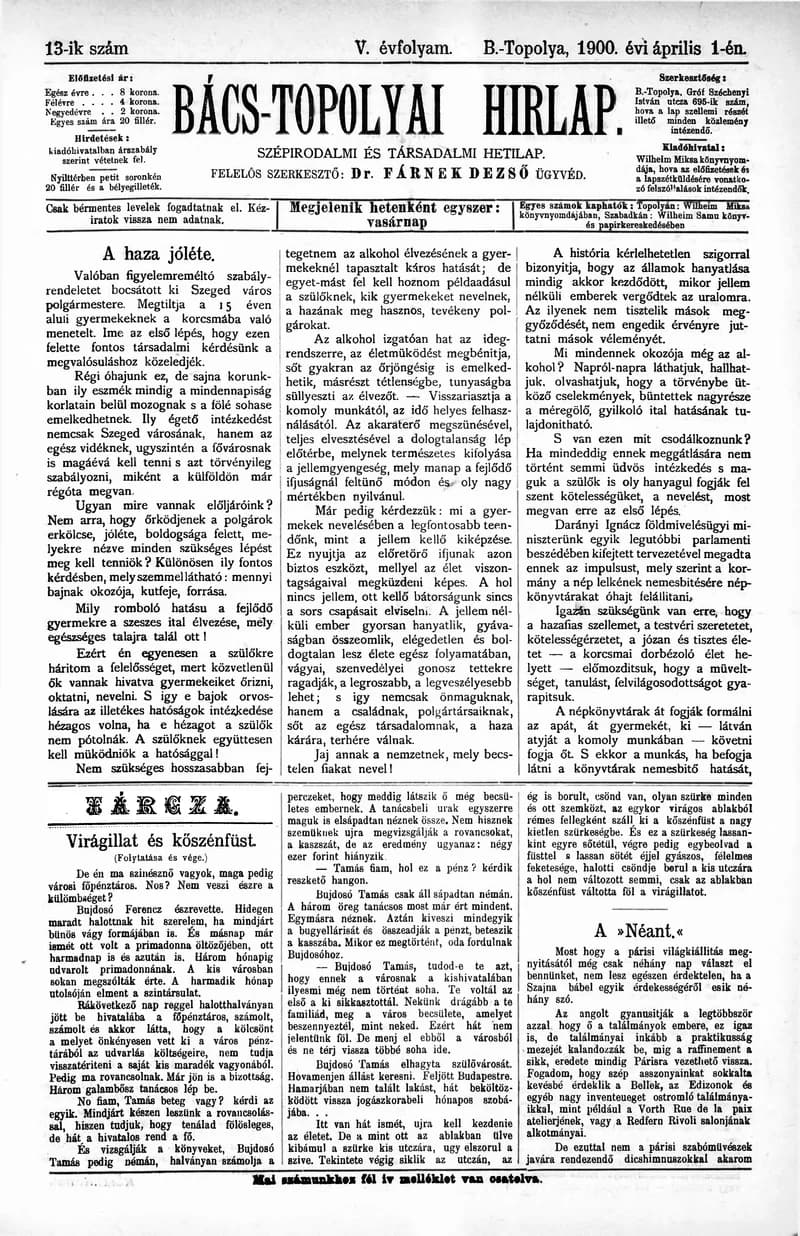 Bács-Topolyai Hirlap, 5. évf. 1900. április 1. 13. sz.