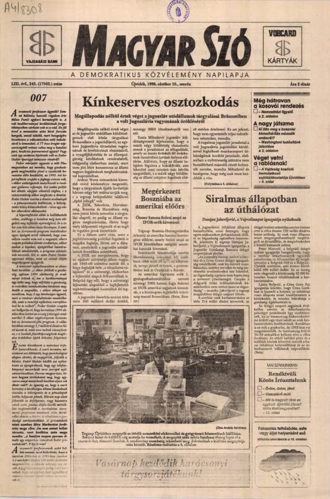 Magyar Szó, 53. évf. 1996. október 16. 245. sz. 1–16. oldal
