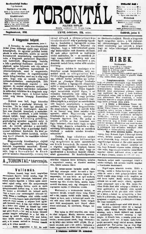 Torontál, 27. évf. 1898. június 2. 124. sz.