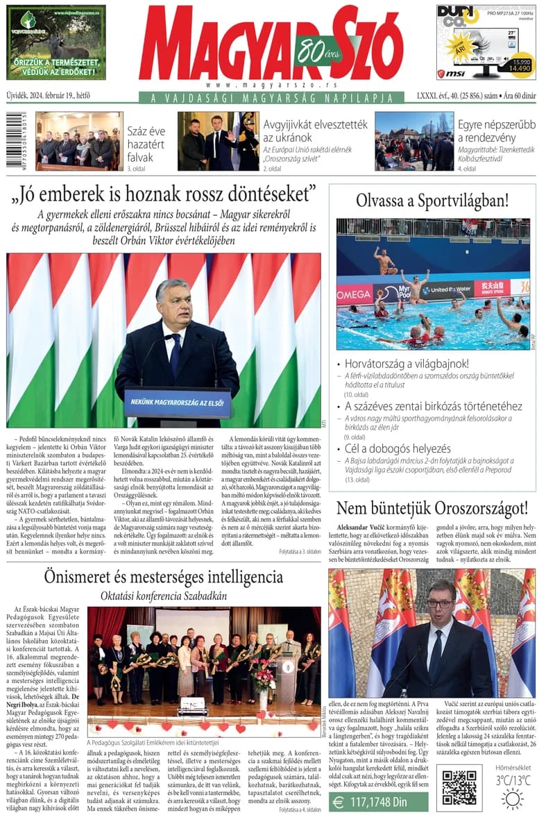 Magyar Szó, 81. évf. 2024. február 19. 40. sz. 1–16. oldal