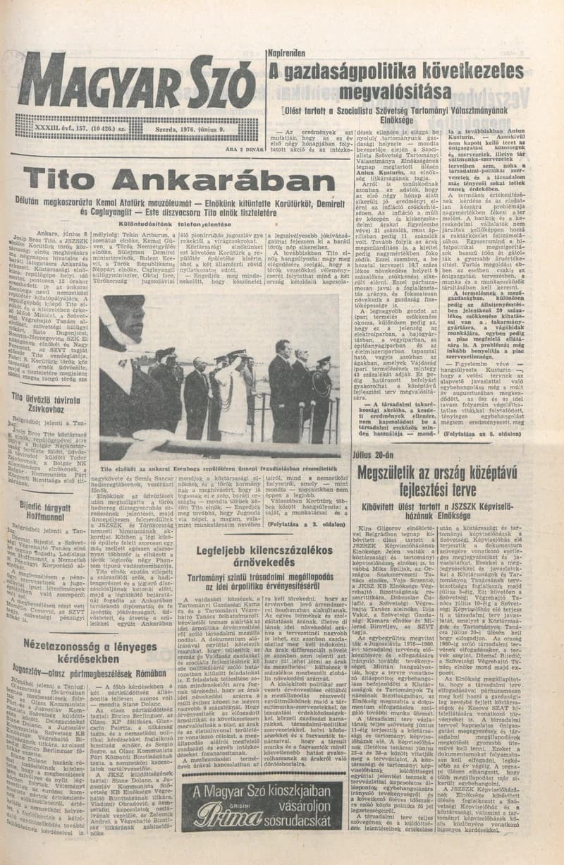 Magyar Szó, 33. évf. 1976. június 9. 157. sz. 1–20. oldal