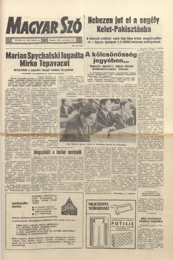 Magyar Szó, 27. évf. 1970. november 20. 320. sz. 1–12. oldal