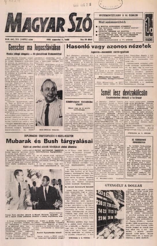 Magyar Szó, 43. évf. 1986. augusztus 5. 213. sz. 1–20. oldal