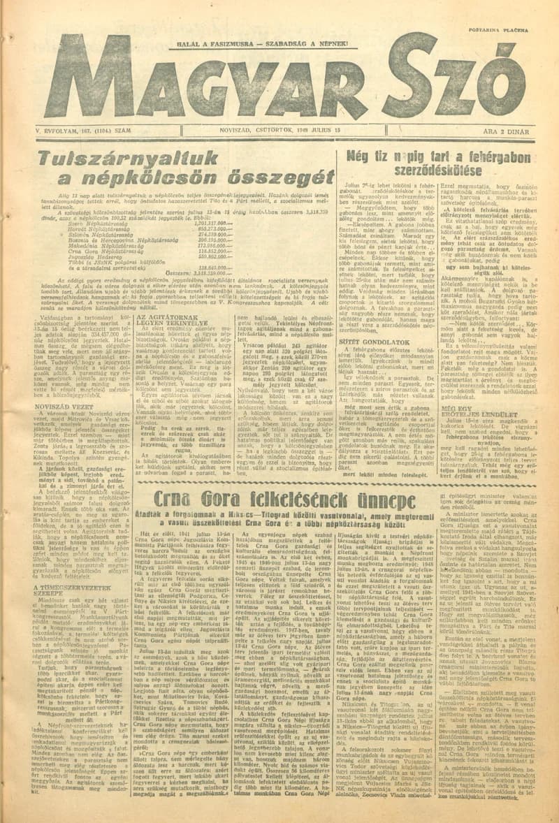 Magyar Szó, 5. évf. 1948. július 15. 167. sz. 1–4. oldal