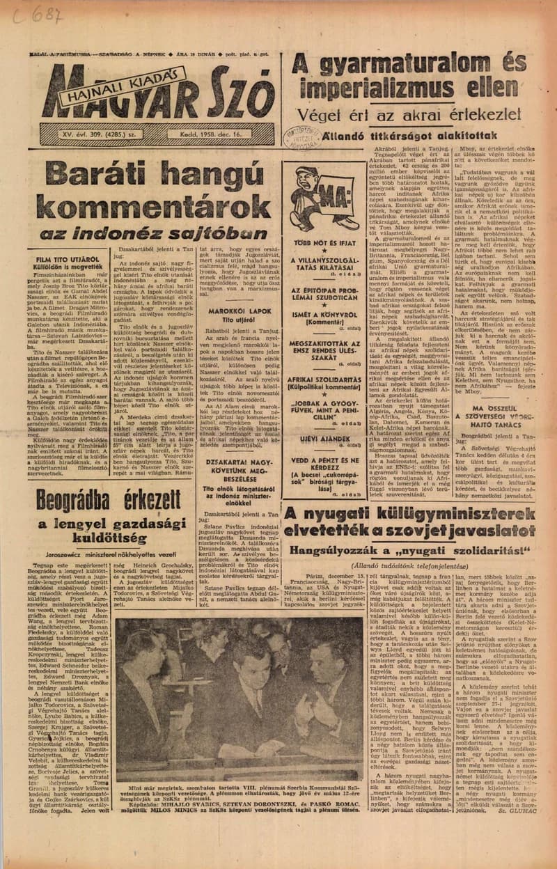 Magyar Szó, 15. évf. 1958. december 16. 309. sz. 1–10. oldal