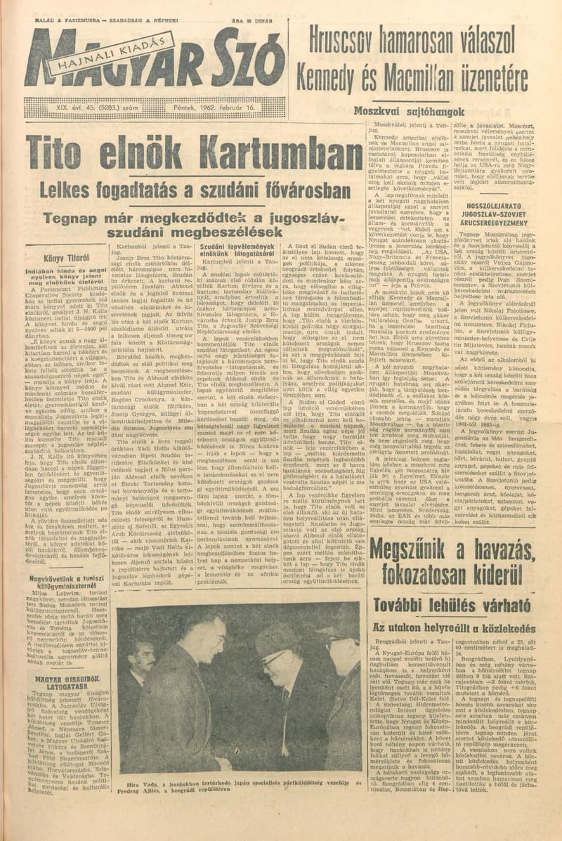 Magyar Szó, 19. évf. 1962. február 16. 45. sz. 1–14. oldal