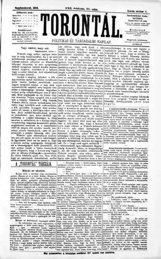 Torontál, 22. évf. 1893. október 4. 227. sz.