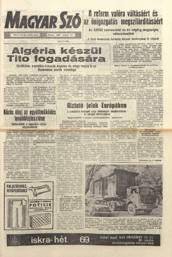 Magyar Szó, 26. évf. 1969. október 31. 301. sz. 1–12. oldal