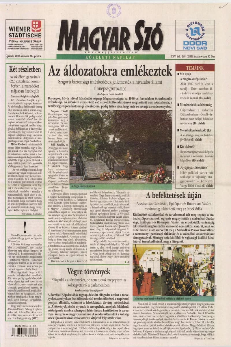 Magyar Szó, 65. évf. 2008. október 24. 248. sz. 1–20. oldal