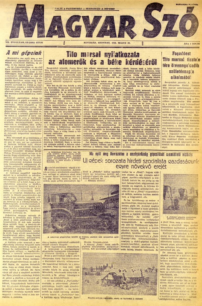 Magyar Szó, 7. évf. 1950. május 27. 125. sz. 1–4. oldal