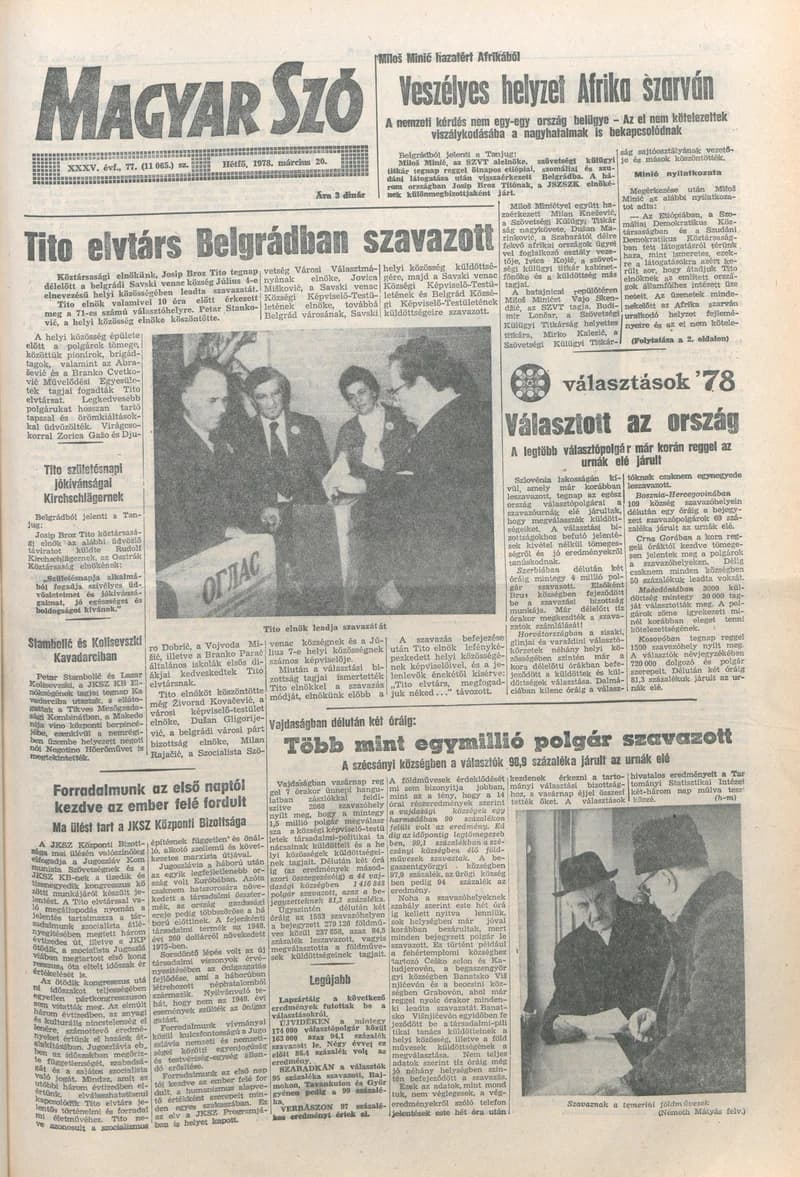 Magyar Szó, 35. évf. 1978. március 20. 77. sz. 1–8. oldal