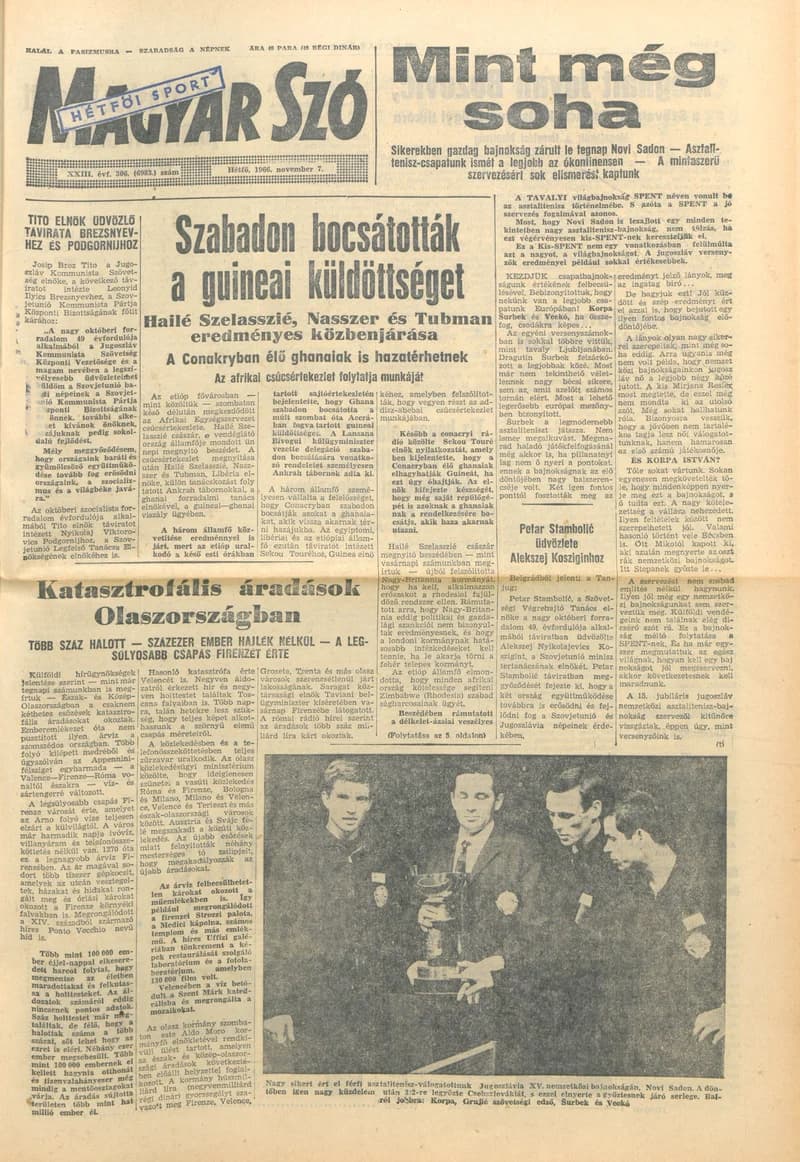Magyar Szó, 23. évf. 1966. november 7. 306. sz.