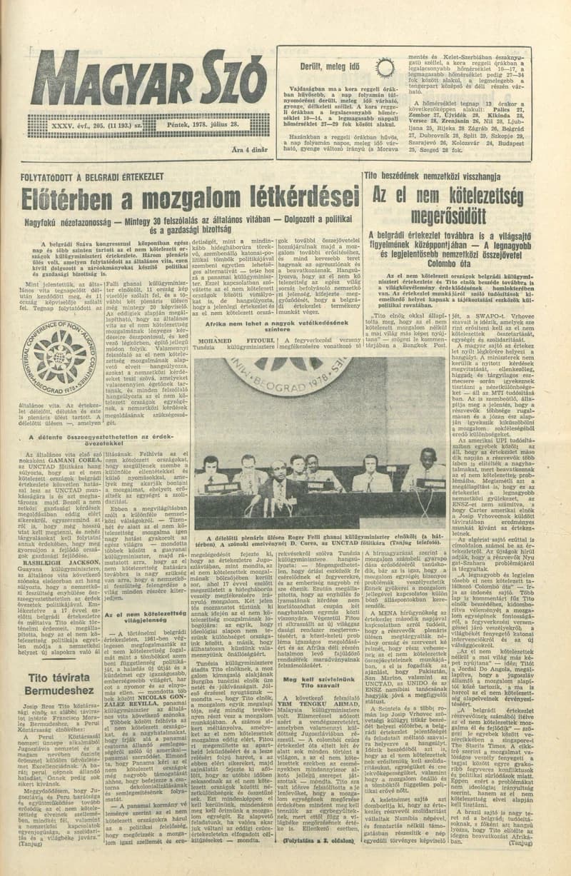 Magyar Szó, 35. évf. 1978. július 28. 205. sz. 1–16. oldal