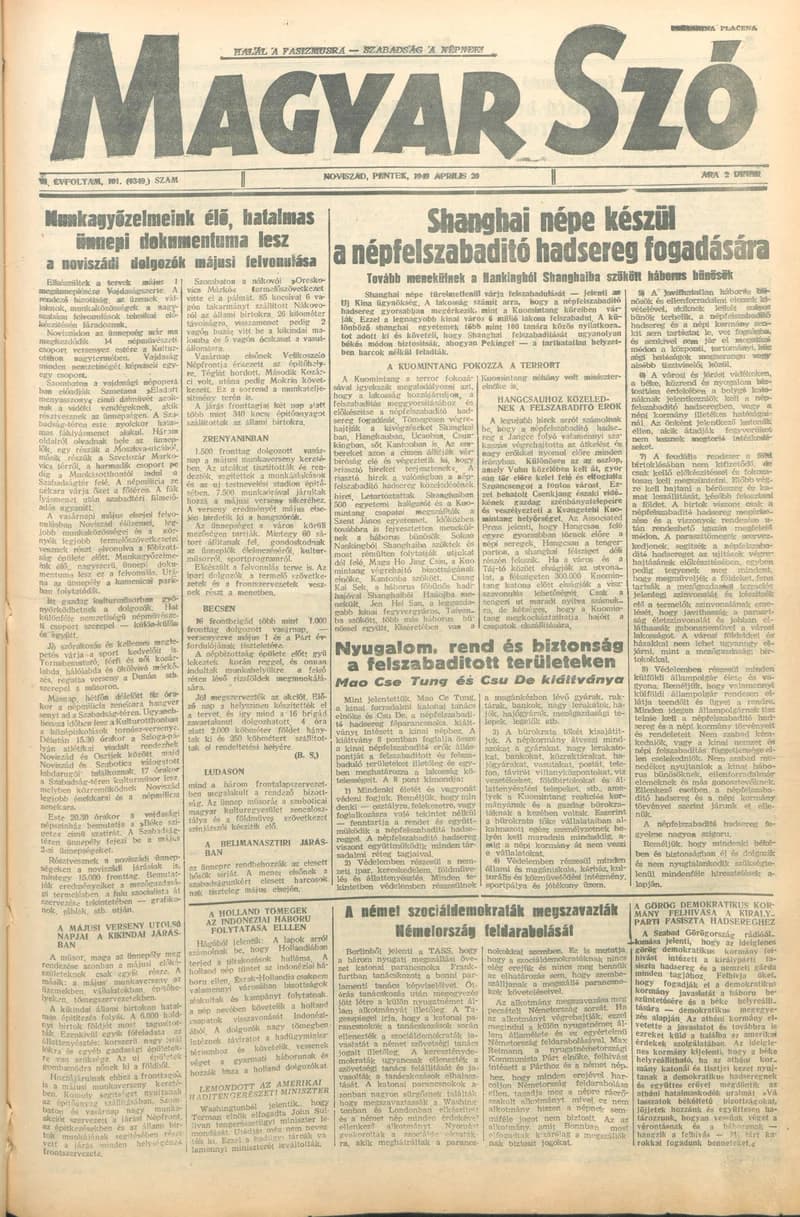 Magyar Szó, 6. évf. 1949. április 29. 101. sz. 1–4. oldal