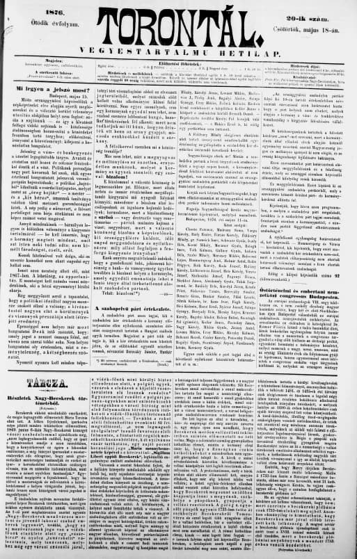 Torontál, 5. évf. 1876. május 18. 20. sz.