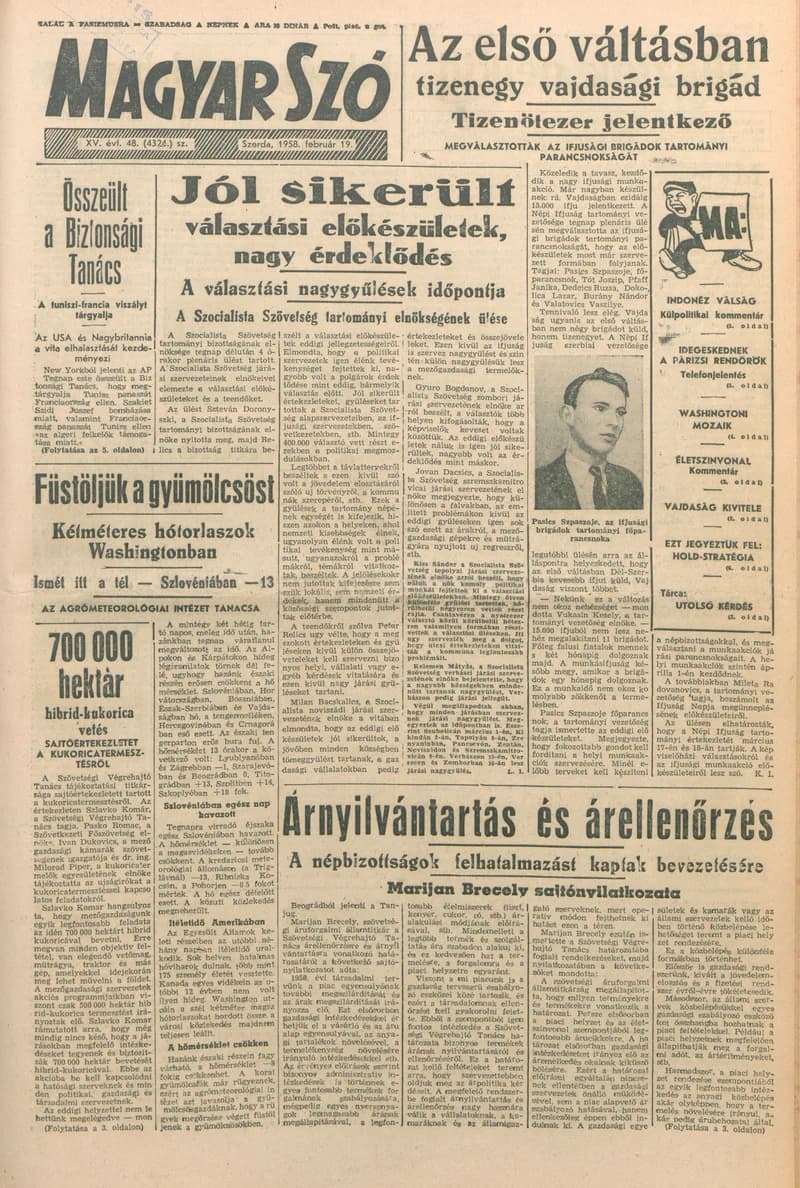 Magyar Szó, 15. évf. 1958. február 19. 48. sz. 1–10. oldal