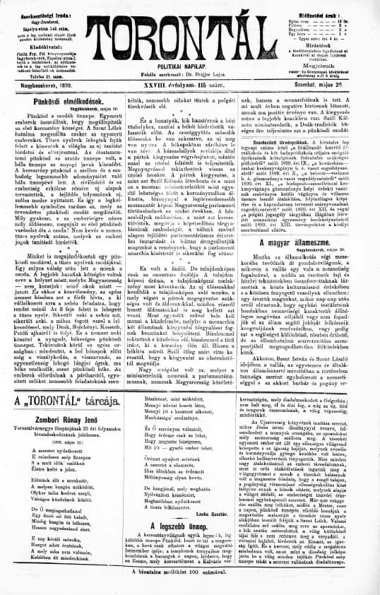 Torontál, 28. évf. 1899. május 20. 115. sz.