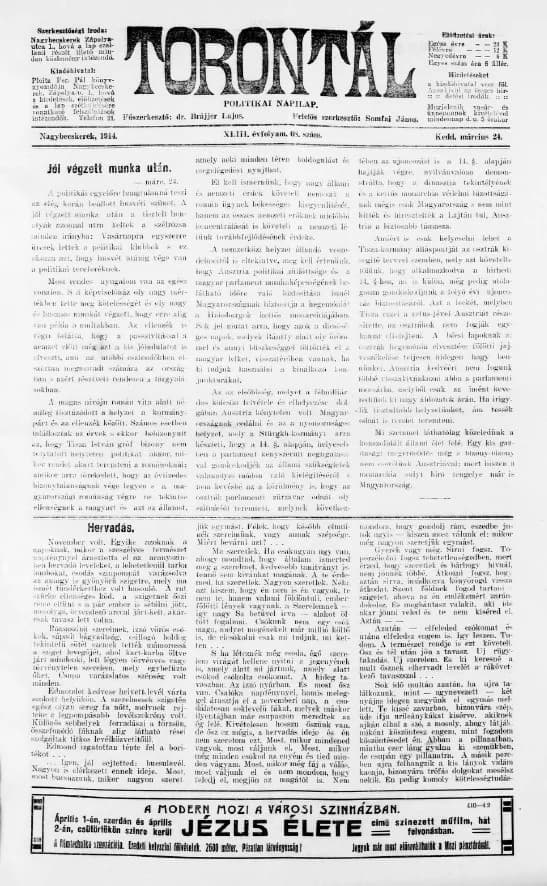 Torontál, 43. évf. 1914. március 24. 68. sz.