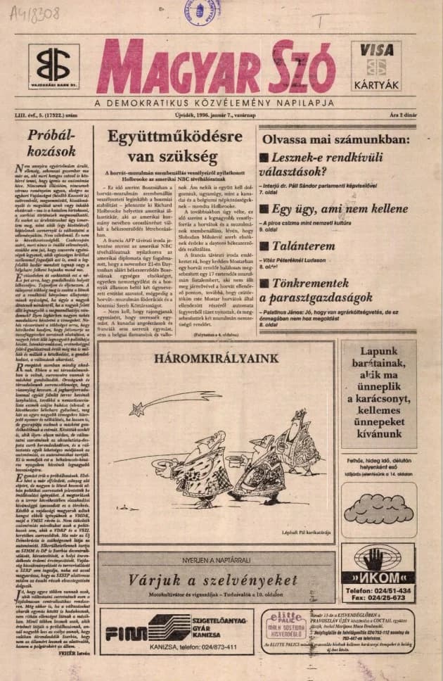 Magyar Szó, 53. évf. 1996. január 7. 5. sz. 1–24. oldal