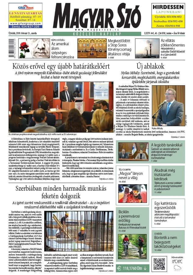 Magyar Szó, 75. évf. 2018. február 21. 41. sz. 1–16. oldal