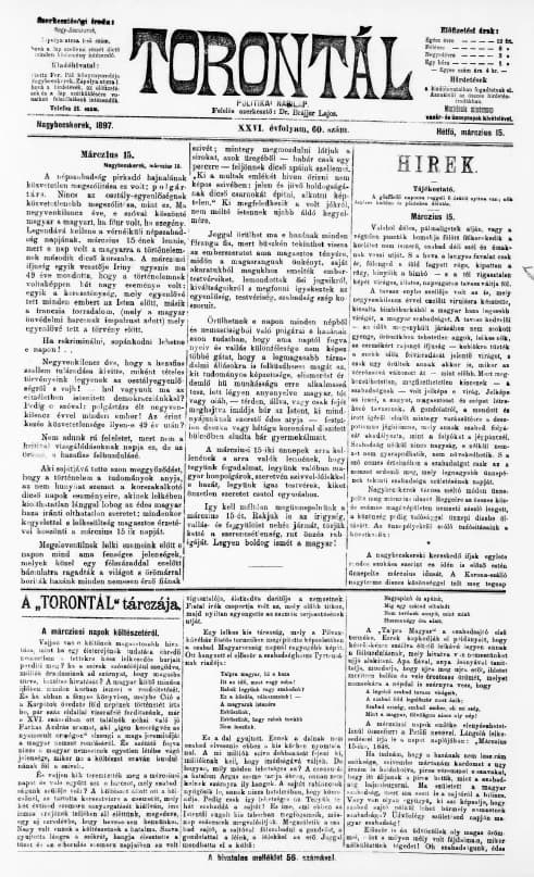 Torontál, 26. évf. 1897. március 15. 60. sz.