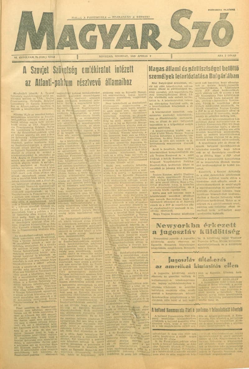 Magyar Szó, 6. évf. 1949. április 2. 78. sz. 1–4. oldal