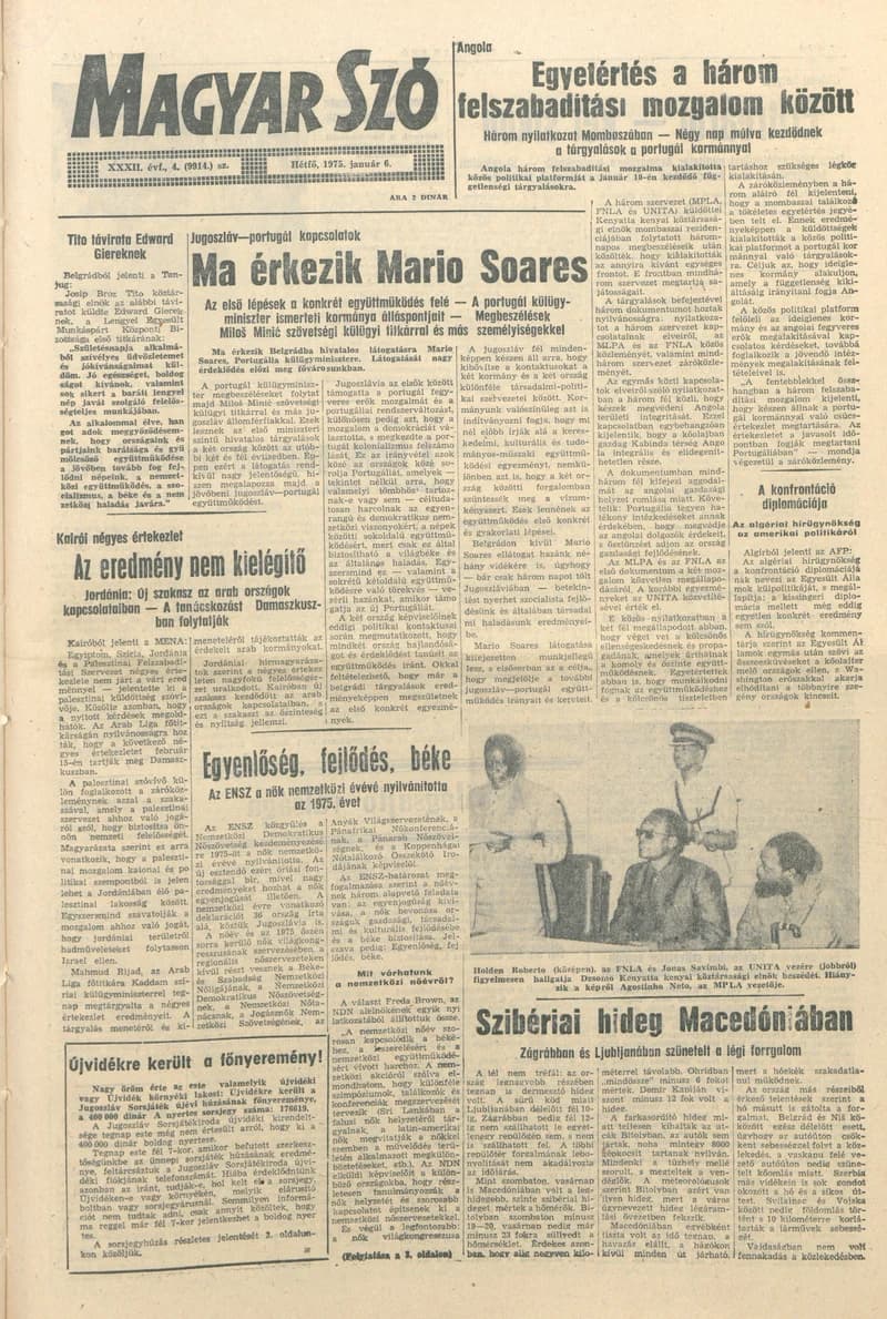 Magyar Szó, 32. évf. 1975. január 6. 4. sz. 1–6. oldal