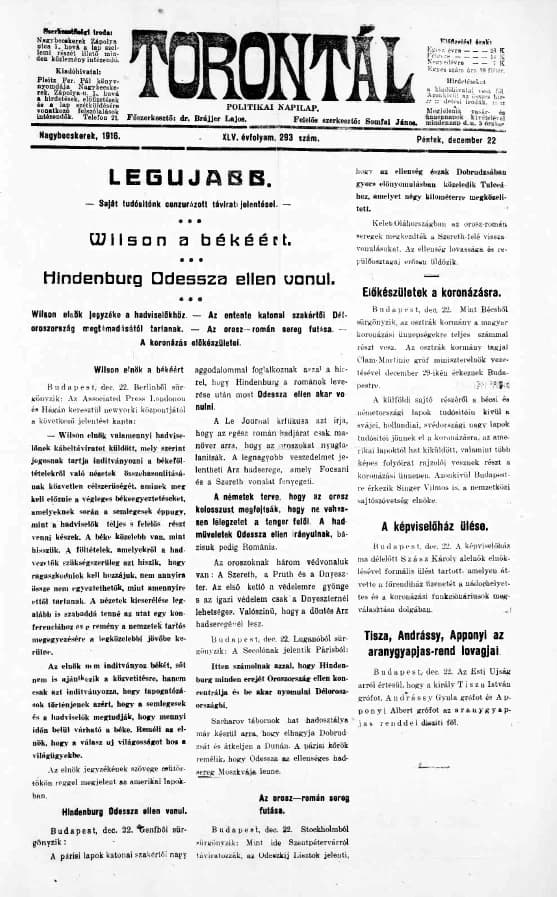 Torontál, 45. évf. 1916. december 22. 293. sz.