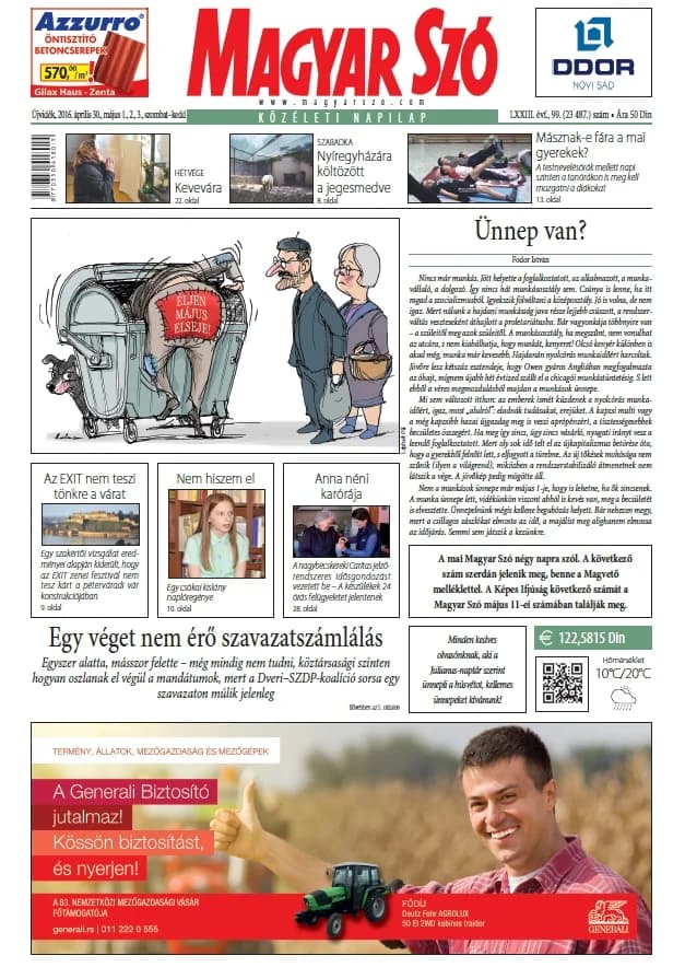 Magyar Szó, 73. évf. 2016. április 30. – május 3. 99. sz. 1–48. oldal