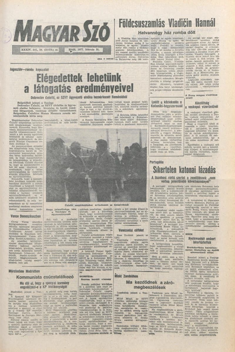 Magyar Szó, 34. évf. 1977. február 21. 50. sz.