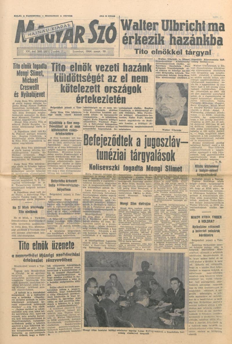 Magyar Szó, 21. évf. 1964. szeptember 19. 260. sz.