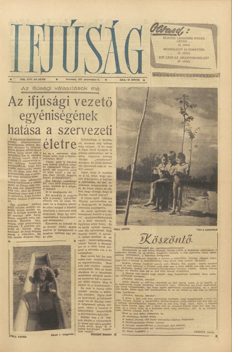 Ifjúság, 13. évf. 1957. szeptember 6. 618. sz.