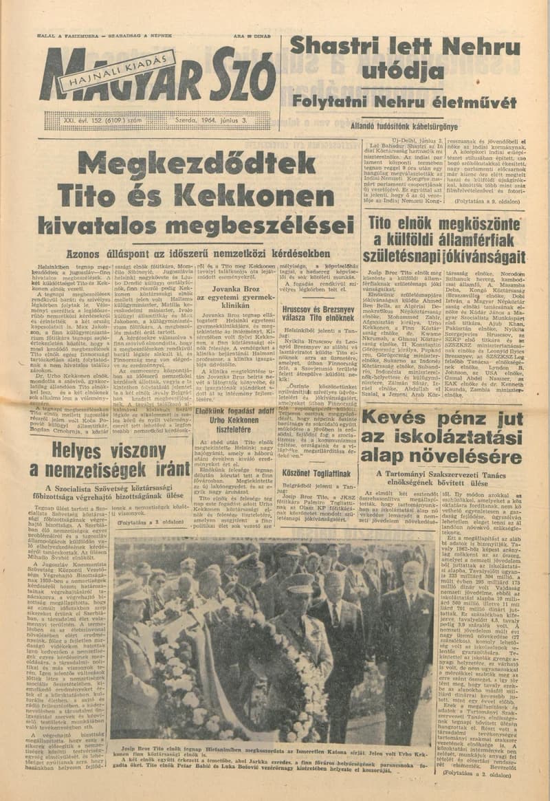 Magyar Szó, 21. évf. 1964. június 3. 152. sz. 1–16. oldal