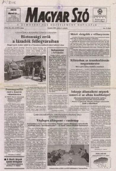 Magyar Szó, 58. évf. 2001. június 1. 125. sz. 1–16. oldal